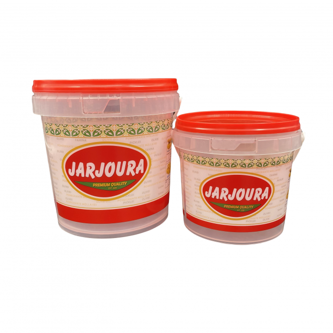 Two 2L transparent jam plastic food buckets with handles and red airtight lids Ã¢â‚¬â€œ JM packaging example