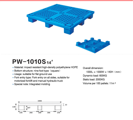 450pcs MOQ Heavy Duty Stackable nhựa pallet Nine Foot phong cách