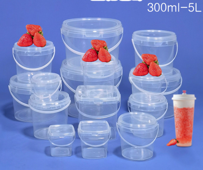 Thùng đồ ăn bằng nhựa có thể tùy biến với nắp và tay cầm có sẵn Chứng nhận CAS/FDA/SGS/ISO9001