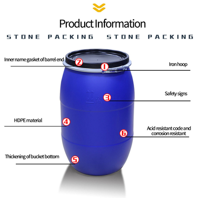160L Sealed Food Grade Iron Hoop Thùng nhựa Thùng trống Thùng cao su dày